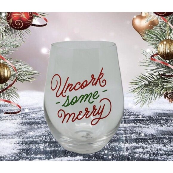 Hallmark Christmas Stemless Wine Glass VIP Event 2022 Uncork Some Merry Cup - Picture 2 of 4